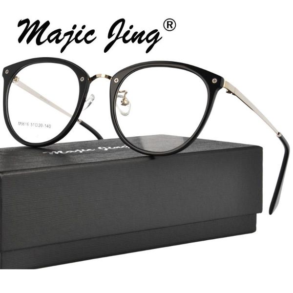 magic jing acetate and stainless steel rx myopia eyewear eyeglasses full rim prescription spectacles for men m9616, Black
magic jing acetate and stainless steel rx myopia eyewear eyeglasses full rim prescription spectacles for men m9616, Black
