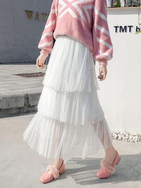 skirts 2021 women summer mesh vintage pleated skirt solid high waist elastic tutu tulle long female jupe longue gray saias, Black
skirts 2021 women summer mesh vintage pleated skirt solid high waist elastic tutu tulle long female jupe longue gray saias, Black