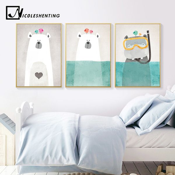 nordic art polar bear hippo canvas poster minimalist painting cartoon modern nursery picture home children room decoration
nordic art polar bear hippo canvas poster minimalist painting cartoon modern nursery picture home children room decoration
