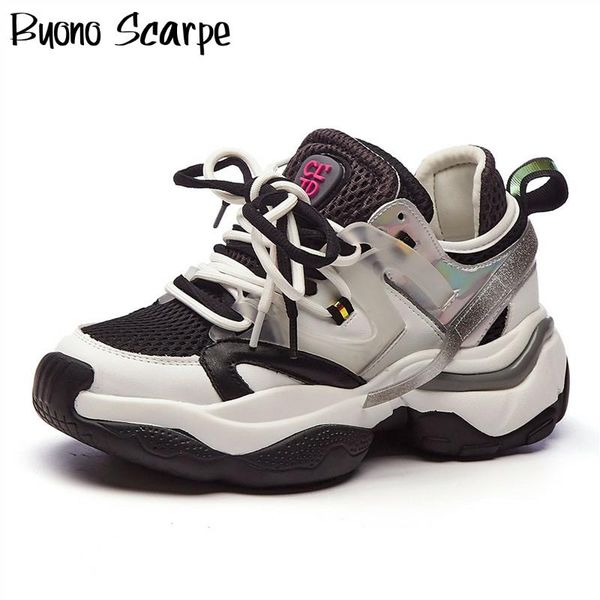 women sneakers sports casual flats genuine leather laces mesh sneakers bling platform flat shoes female trainers shoes, Black
women sneakers sports casual flats genuine leather laces mesh sneakers bling platform flat shoes female trainers shoes, Black