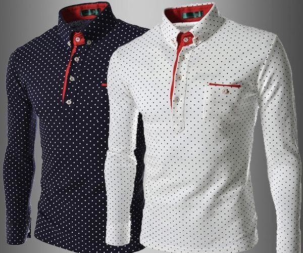 long sleeve polo shirt male button henley neck casual slim fit clothes mens polka dot print polos spring autumn designer lapel neck, White;black
long sleeve polo shirt male button henley neck casual slim fit clothes mens polka dot print polos spring autumn designer lapel neck, White;black