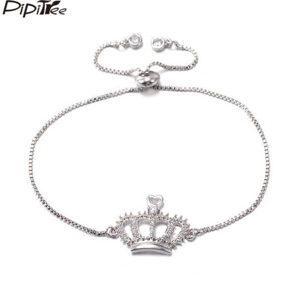 pipitree shiny cz zircon crown bracelet for women lady copper white gold color chian adjustable bracelets wedding jewelry gift, Golden;silver
pipitree shiny cz zircon crown bracelet for women lady copper white gold color chian adjustable bracelets wedding jewelry gift, Golden;silver