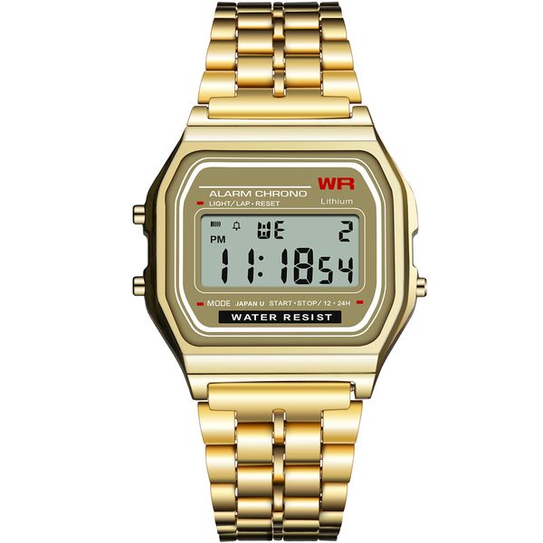 square retro small gold watch trend student electronic watch alloy band f91 classic number, Slivery;brown
square retro small gold watch trend student electronic watch alloy band f91 classic number, Slivery;brown
