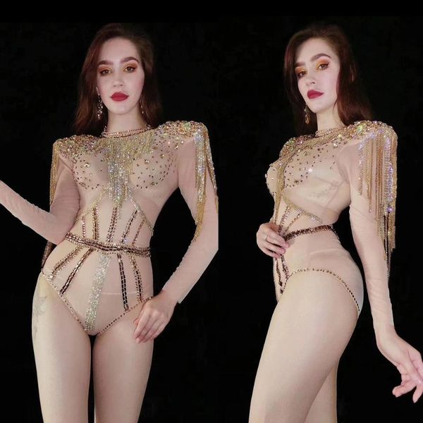 women's jumpsuits & rompers nightclub pole dance performance costumes women skinny mesh perspective rhinestone tassel girdle bodysuits, Black;white 
women's jumpsuits & rompers nightclub pole dance performance costumes women skinny mesh perspective rhinestone tassel girdle bodysuits, Black;white