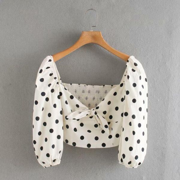2020 new fashion women polka dot print bow short shirt office lady side zipper casual blouses chic back elastic ls6485, White
2020 new fashion women polka dot print bow short shirt office lady side zipper casual blouses chic back elastic ls6485, White