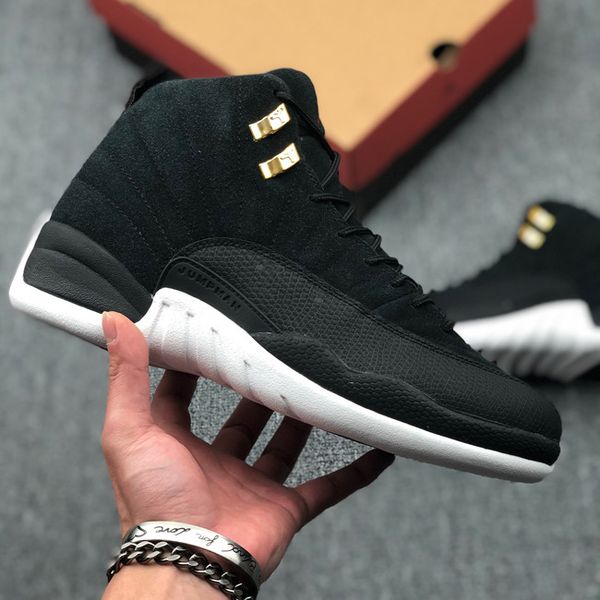 jumpman 12 retro reverse taxi 130690 017 black white taxi black big size gym shoes mens shoes men tennis shoes schoenen, White;red