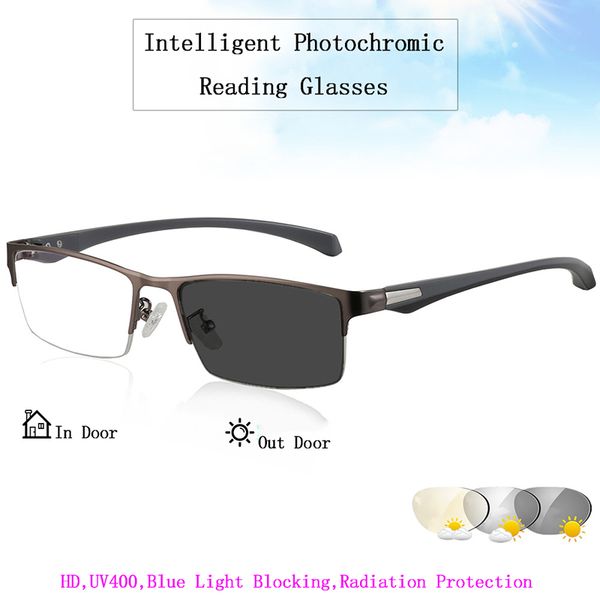 sunglasses hd intelligent pochromic blue light blocking glasses magnifier titanium alloy semirim reading tr90 legs spectacles l3, White;black 
sunglasses hd intelligent pochromic blue light blocking glasses magnifier titanium alloy semirim reading tr90 legs spectacles l3, White;black