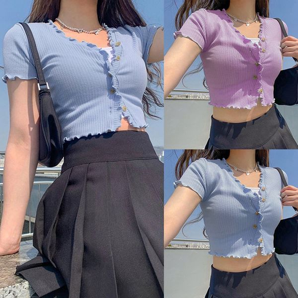 sweet summer women's fashion product exposed navel cardigan v-neck t-shirt basic solid color top, White
sweet summer women's fashion product exposed navel cardigan v-neck t-shirt basic solid color top, White