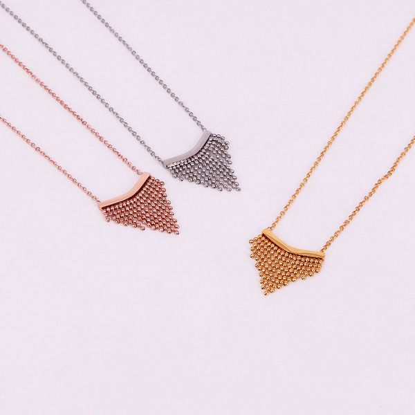 new stainless steel geometric necklace summer tassel bead pendant necklace women female lady party gift factory price, Silver
new stainless steel geometric necklace summer tassel bead pendant necklace women female lady party gift factory price, Silver