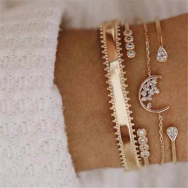 4 pcs/set gold color moon star geometry crystal opal bracelets for women boho bangle set party jewelry wholesale, Golden;silver
4 pcs/set gold color moon star geometry crystal opal bracelets for women boho bangle set party jewelry wholesale, Golden;silver