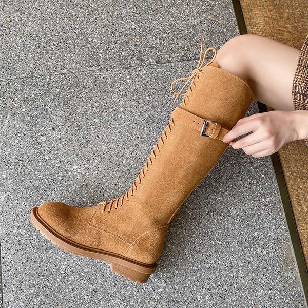genuine leather cross tied knee high women boots low heels lace up women boots casual shoes woman size 40 41 42, Black
genuine leather cross tied knee high women boots low heels lace up women boots casual shoes woman size 40 41 42, Black