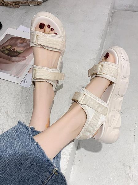 2020 summer all-match luxury sandals with heel sale of women's shoes espadrilles platform suit female beige womens wedges, Black