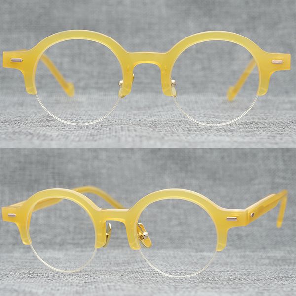 acetate round glasses frame men women vintage half rim eye glasses optical prescription eyeglasses frames eyewear clear oculos, Black
acetate round glasses frame men women vintage half rim eye glasses optical prescription eyeglasses frames eyewear clear oculos, Black