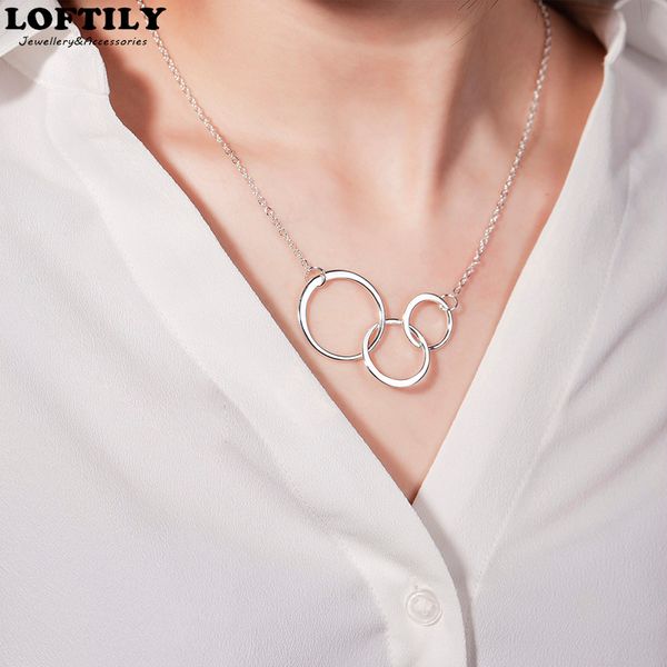 pendant necklaces fashion circles necklace pendants gift plate birthday for women girl graduation jewelry, Silver