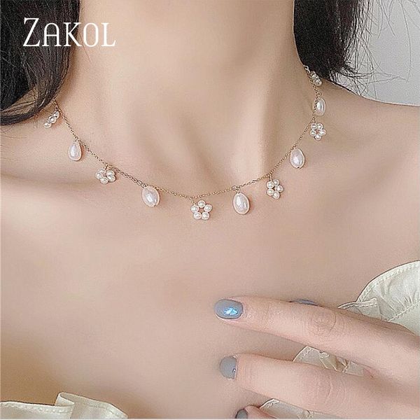zakol new arrival fashion flower pearl chocker necklace with gold color chain for women friendship party jewelry gift, Silver
zakol new arrival fashion flower pearl chocker necklace with gold color chain for women friendship party jewelry gift, Silver