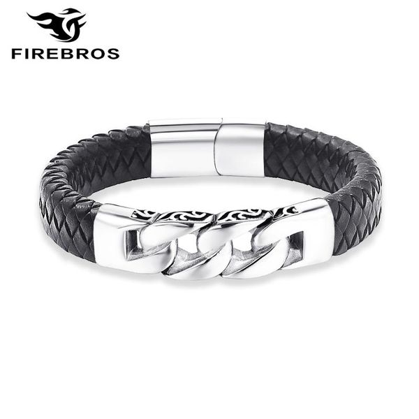 firebros 2020 magnetic clasp stainless steel link chain 12mm genuine leather bracelet bangle men vintage jewelry gift accessory, Black
firebros 2020 magnetic clasp stainless steel link chain 12mm genuine leather bracelet bangle men vintage jewelry gift accessory, Black