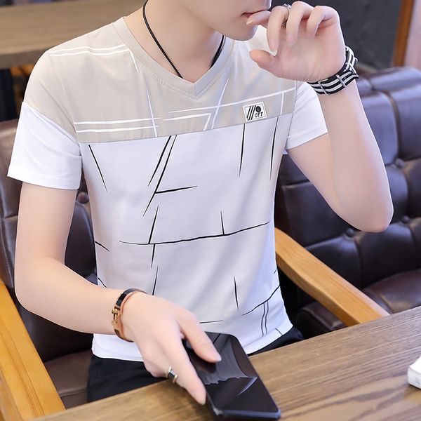 men's short sleeve t shirt v - neck korean half summer fashion personality cotton clothes kg-145, White;black
men's short sleeve t shirt v - neck korean half summer fashion personality cotton clothes kg-145, White;black