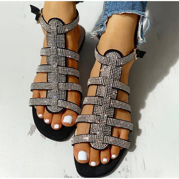 women's sandals woman gladiator ankle straps women outdoor crystal bling slides female beach shoes ladies fashion 2020, Black
women's sandals woman gladiator ankle straps women outdoor crystal bling slides female beach shoes ladies fashion 2020, Black