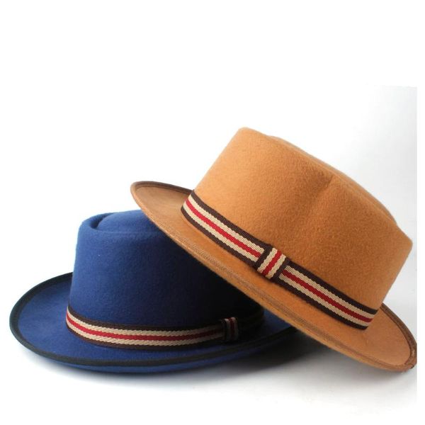 wide brim hats men women pork pie hat with ribbon jazz for gentleman elegant fedora size 58cm, Blue;gray
wide brim hats men women pork pie hat with ribbon jazz for gentleman elegant fedora size 58cm, Blue;gray