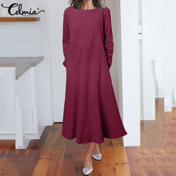 celmia womens vintage linen dresses 2020 autumn long sleeve shirt dress casual solid pockets loose party dresses female vestidos, Black;gray
celmia womens vintage linen dresses 2020 autumn long sleeve shirt dress casual solid pockets loose party dresses female vestidos, Black;gray