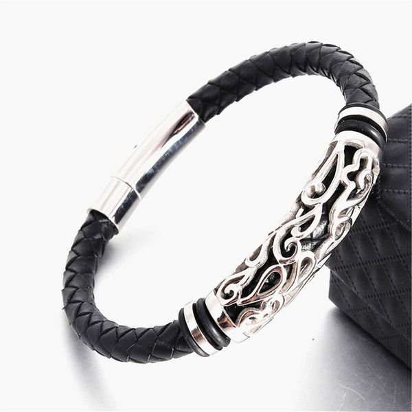 trendy men jewelry genuine leather bracelets men stainless steel grain clasp charm rope bangles male jewerly, Black
trendy men jewelry genuine leather bracelets men stainless steel grain clasp charm rope bangles male jewerly, Black