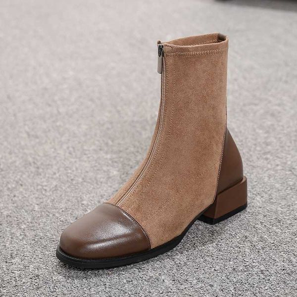 mixed colors genuine leather low heels boots retro ladies winter boots zipper 2021 party prom shoes woman, Black
mixed colors genuine leather low heels boots retro ladies winter boots zipper 2021 party prom shoes woman, Black