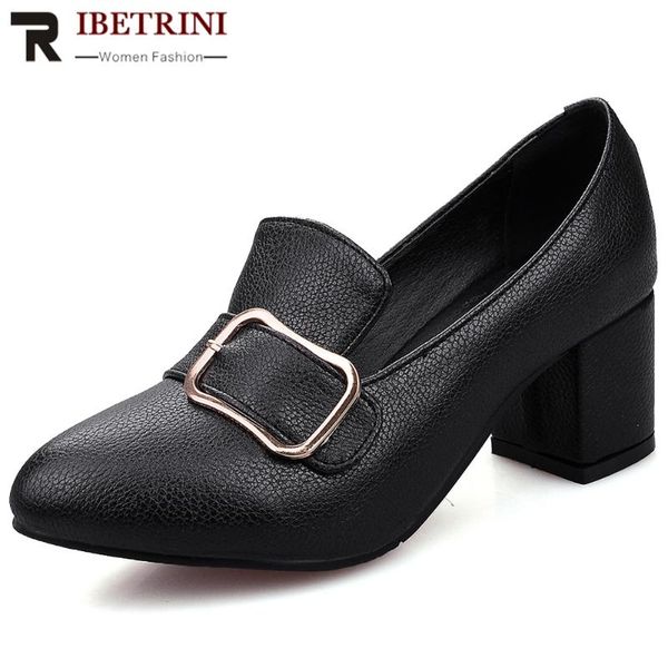 ribetrini women elegant slip-on solid office shoes women concise buckle decorating pumps high block heels pumps, Black
ribetrini women elegant slip-on solid office shoes women concise buckle decorating pumps high block heels pumps, Black