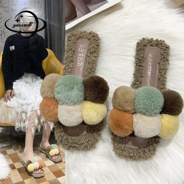 slippers 36-40 womens summer female flat with outside mixed colors plush hairball soft comfortable ladies shoes k28, Black
slippers 36-40 womens summer female flat with outside mixed colors plush hairball soft comfortable ladies shoes k28, Black