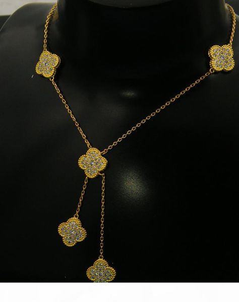 shining full diamond five-flower tassel four-leaf flower necklace copper gold necklace luxury designer jewelry women necklace, Silver
shining full diamond five-flower tassel four-leaf flower necklace copper gold necklace luxury designer jewelry women necklace, Silver