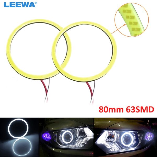 leewa 2pcs white car drl 80mm 63led headlight cob led halo ring angel eyes auto warning lamps #ca5281
leewa 2pcs white car drl 80mm 63led headlight cob led halo ring angel eyes auto warning lamps #ca5281