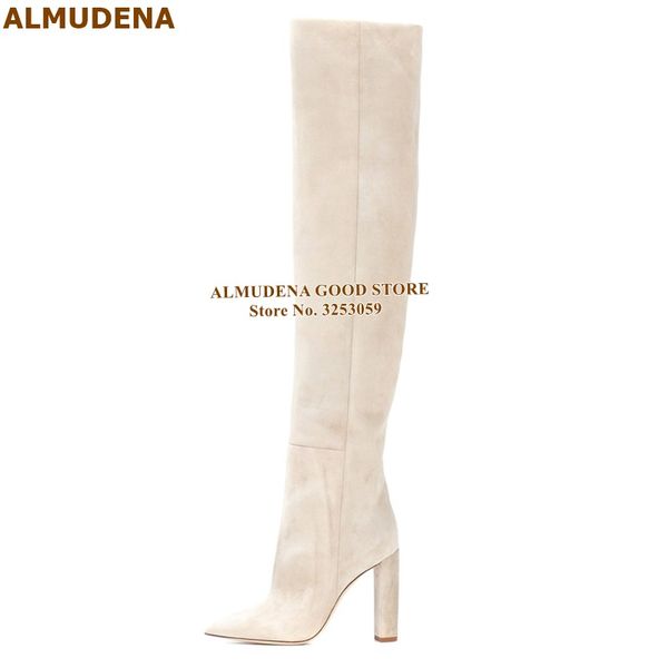 almudena color suede thigh high boots thick chunky heel folded over the knee boots pointed toe nightclub tall dress, Black
almudena color suede thigh high boots thick chunky heel folded over the knee boots pointed toe nightclub tall dress, Black