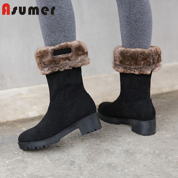 boots asumer 2021 russia warm thick fur winter snow women flock round toe square heels platform shoes fashion ankle, Black
boots asumer 2021 russia warm thick fur winter snow women flock round toe square heels platform shoes fashion ankle, Black