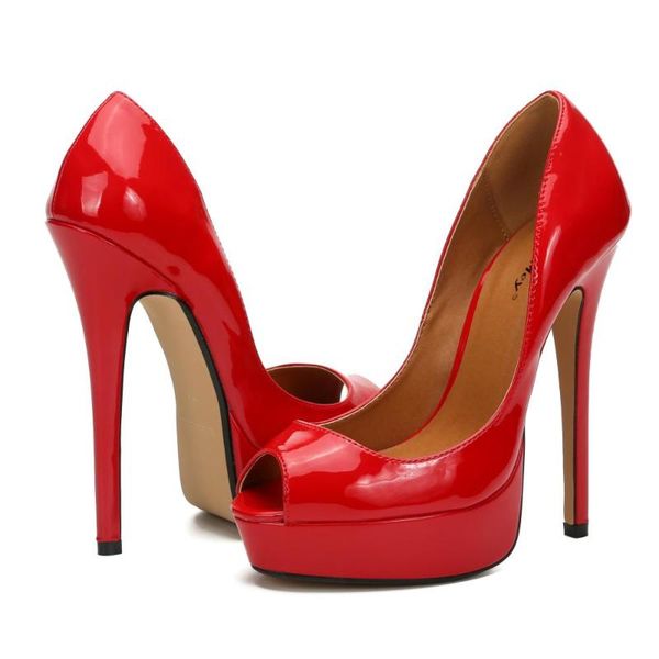 men women 16cm super high heels peep toe flatform stiletto heels pumps big size 12 13 14 15 black red pink pumps