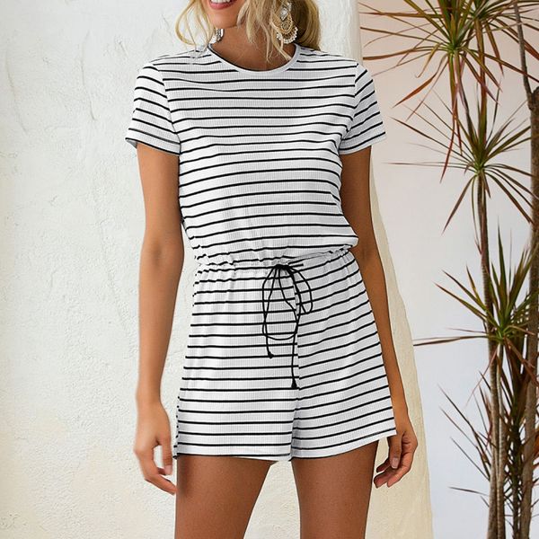 women jumpsuits the shorts romper 2020 summer striped short sleeve o-neck one piece playsuits casual homewear fashionable, Black;white
women jumpsuits the shorts romper 2020 summer striped short sleeve o-neck one piece playsuits casual homewear fashionable, Black;white