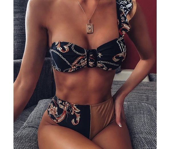 2020 one shoulder bikini swimwear women swimsuit ruffle bikini set bandeau push up bathing suits summer beach wear swimming, White;black
2020 one shoulder bikini swimwear women swimsuit ruffle bikini set bandeau push up bathing suits summer beach wear swimming, White;black
