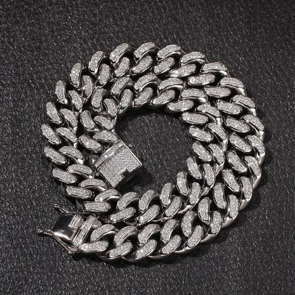 20mm Micro Zircon Stainless Steel Cuban Chain Men's hip-hop Necklace Punk jewelry Gold Steel Color Bracelet Necklace
20mm Micro Zircon Stainless Steel Cuban Chain Men's hip-hop Necklace Punk jewelry Gold Steel Color Bracelet Necklace