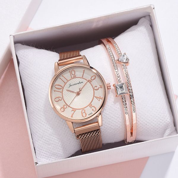 2pcs/set luxury watches women 2020 dress casual magnet buckle watch ladies quartz wrist watch bracelet set clock, Slivery;brown
2pcs/set luxury watches women 2020 dress casual magnet buckle watch ladies quartz wrist watch bracelet set clock, Slivery;brown