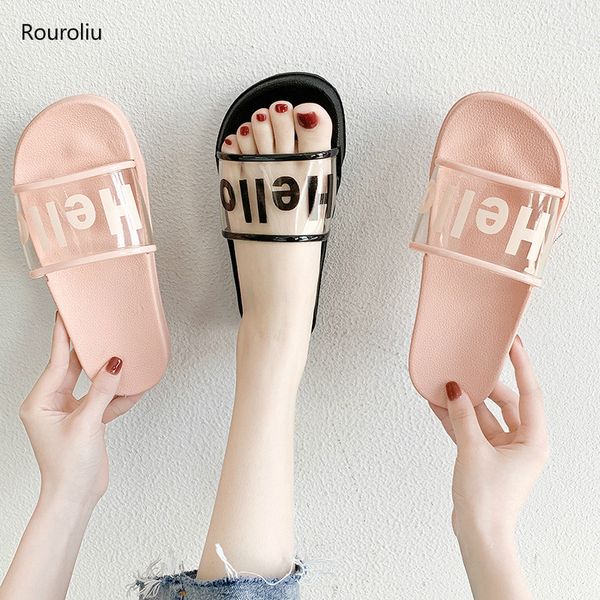 rouroliu 2020 women slippers summer transparent letter slides non-slip bathroom shoes soft sole flip flops, Black
rouroliu 2020 women slippers summer transparent letter slides non-slip bathroom shoes soft sole flip flops, Black