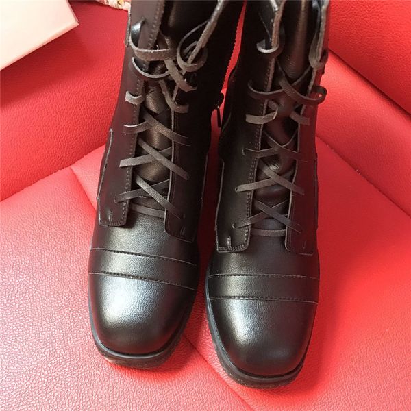 2020 selling womens boot black ankle boots dark military boots combat shoes black and white euro 35-40