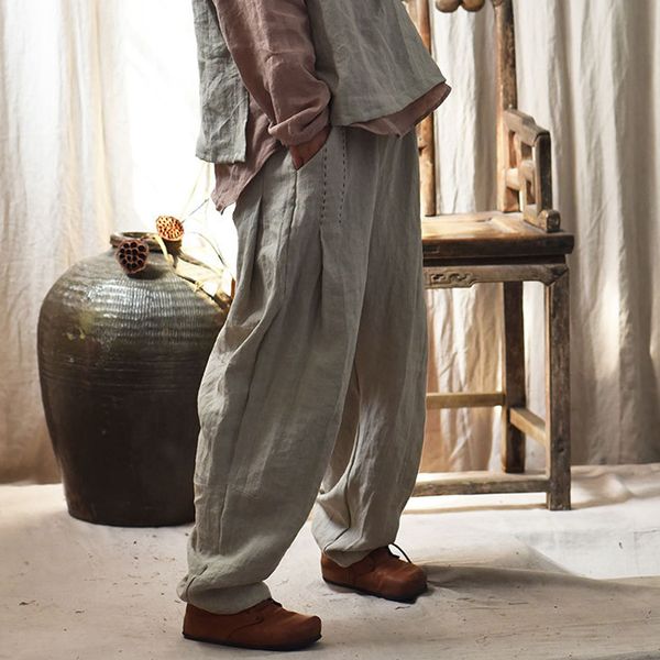 women's pants & capris qpfjqd women retro wide leg trousers embroidery 2021 fall elastic waist female casual chinese style linen trouse, Black;white
women's pants & capris qpfjqd women retro wide leg trousers embroidery 2021 fall elastic waist female casual chinese style linen trouse, Black;white