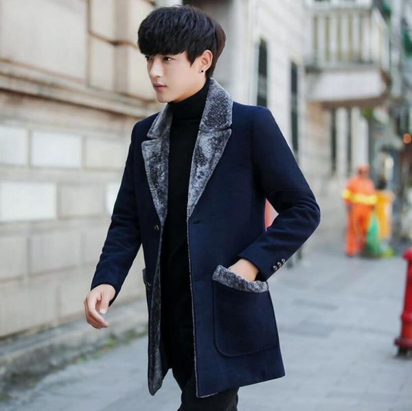 men's wool & blends korean version autumn and winter long section lapel jacket large size plus cashmere single breasted multi-pocket co, Black
men's wool & blends korean version autumn and winter long section lapel jacket large size plus cashmere single breasted multi-pocket co, Black