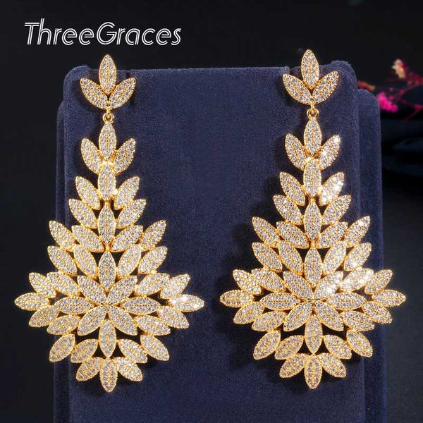 threegraces cubic zirconia earrings gold 80mm leaf drop big long party earrings for women african wedding jewelry er396, Silver
threegraces cubic zirconia earrings gold 80mm leaf drop big long party earrings for women african wedding jewelry er396, Silver