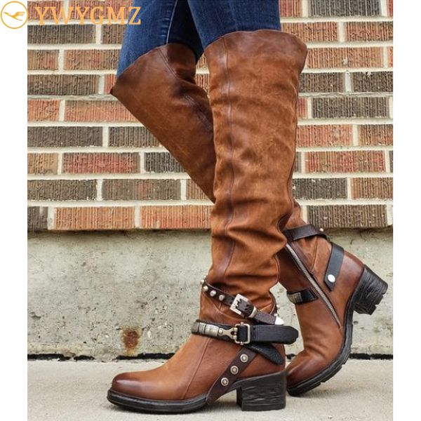 blwbyl 2020 women winter leather punk style knee boots vintage stud zip women's boots with belt buckle plus size shoes, Black
blwbyl 2020 women winter leather punk style knee boots vintage stud zip women's boots with belt buckle plus size shoes, Black