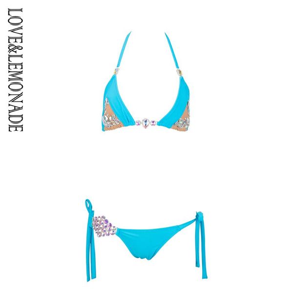 love & lemonade sky blue stitching colorful beaded two-pieces beach bikini lm1095, White;black
love & lemonade sky blue stitching colorful beaded two-pieces beach bikini lm1095, White;black