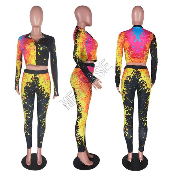 women tracksuit designers graffiti tie-dye long sleeve zipper stand collar jacket coat pants tights leggings two piece sportswear d81704, White
women tracksuit designers graffiti tie-dye long sleeve zipper stand collar jacket coat pants tights leggings two piece sportswear d81704, White