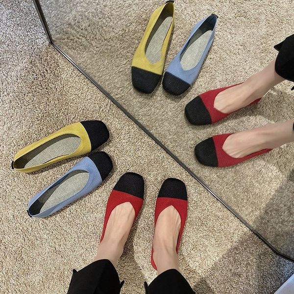 women slip on flat loafers square toe shallow ballet flats shoes knitting casual flat shoes ballerina patchwork flats 2020 new, Black
women slip on flat loafers square toe shallow ballet flats shoes knitting casual flat shoes ballerina patchwork flats 2020 new, Black