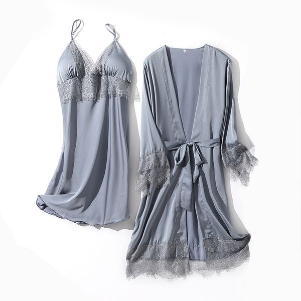 women's sleepwear summer women nighty&robe set 2pcs casual satin kimono bath gown nightdress v-neck lace nightgown home clothes, Black;red
women's sleepwear summer women nighty&robe set 2pcs casual satin kimono bath gown nightdress v-neck lace nightgown home clothes, Black;red