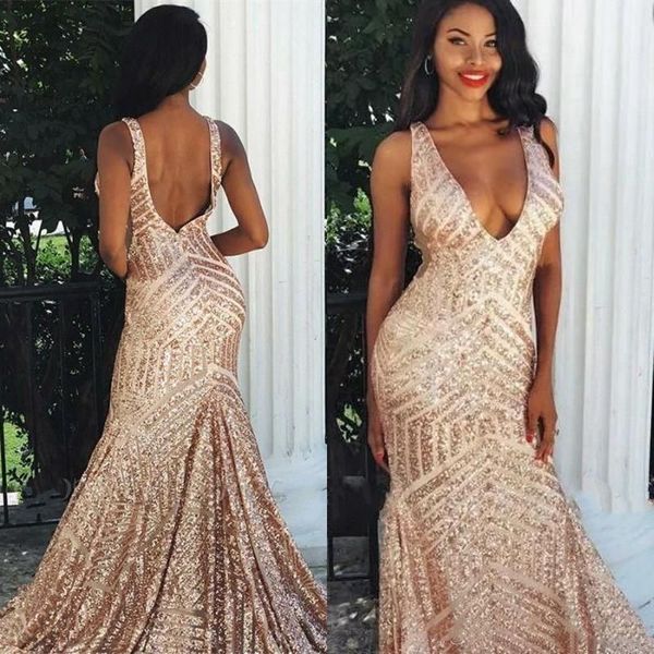backless rose gold deep v neck mermaid prom dresses sequins open back pageant evening gowns, Black
backless rose gold deep v neck mermaid prom dresses sequins open back pageant evening gowns, Black