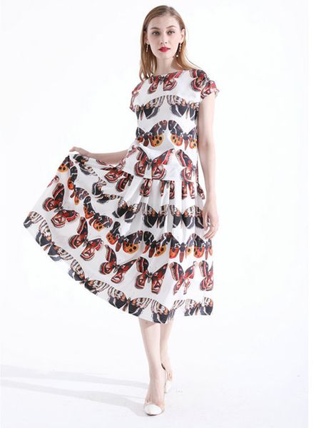 cotton blending two piece dress elegant lady summer new printing two piece sets sweets girl t-shirt and half dress, White
cotton blending two piece dress elegant lady summer new printing two piece sets sweets girl t-shirt and half dress, White