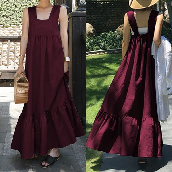 fashion square neck maxi dress women's summer sundress zanzea 2020 casual suspender vestidos female pleated robe plus size 5xl, Black;gray
fashion square neck maxi dress women's summer sundress zanzea 2020 casual suspender vestidos female pleated robe plus size 5xl, Black;gray